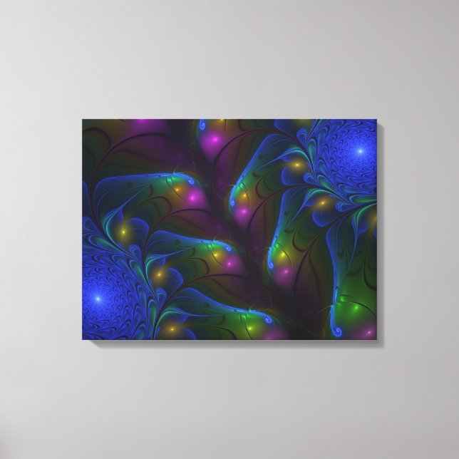 Farbiges Abstraktes, modernes, trendiges Fraktal Leinwanddruck (Vorderseite)