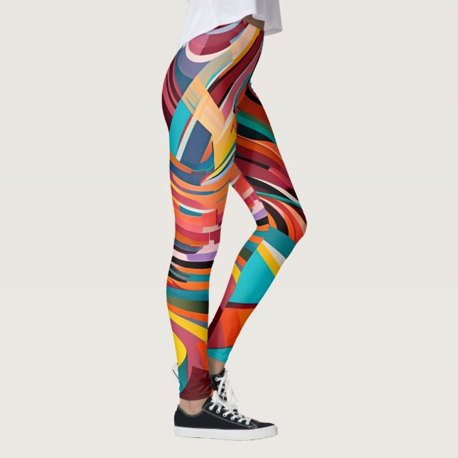 Farbiges Abstraktes modernes urbanes geometrisches Leggings (Rechts)