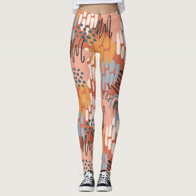 farbiges abstraktes Mosaik Leggings (Vorderseite)
