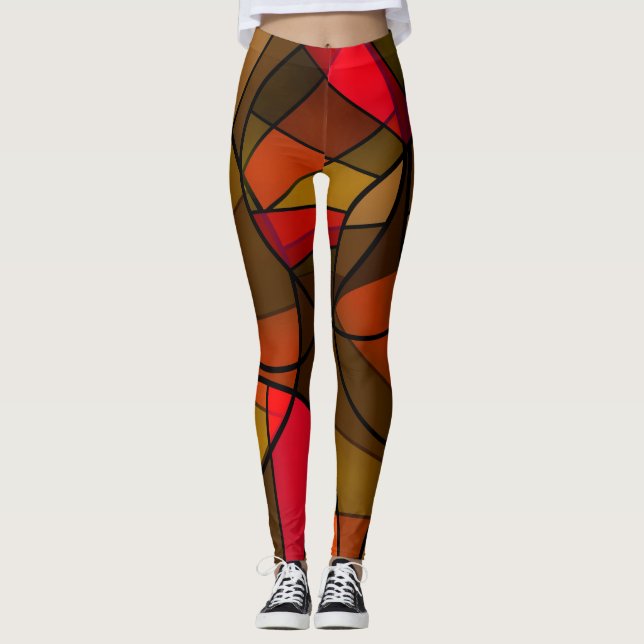 Farbiges abstraktes Muster Leggings (Vorderseite)