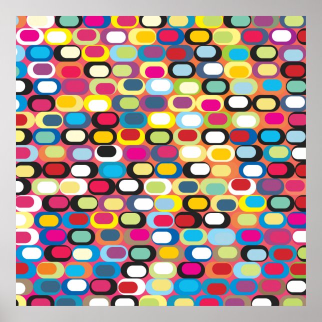 Farbiges abstraktes Muster mit abgerundeten Rechte Poster (Vorne)