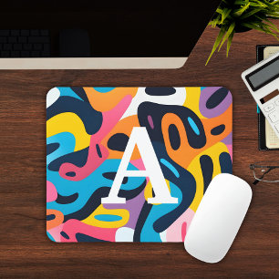 Farbiges abstraktes Muster mit Monogramm-Mauspad Mousepad