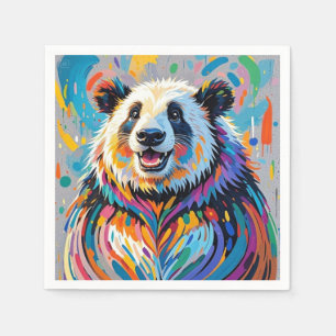 Farbiges abstraktes panda tierisches Design Serviette