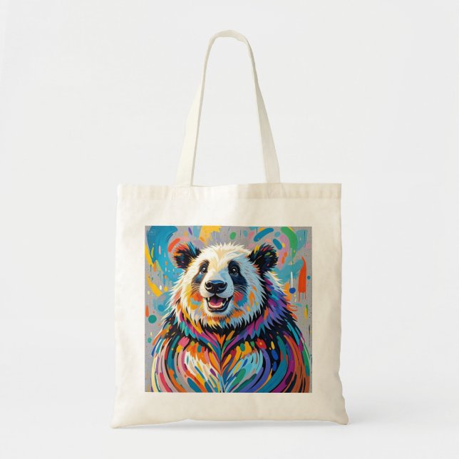 Farbiges abstraktes panda tierisches Design Tragetasche (Vorne)