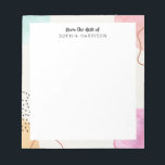 Farbiges Abstraktes Personalisiertes Notepad Notizblock<br><div class="desc">Moderne abstrakte Aquarellgestaltung in Pastelltönen in Rosa,  lila,  Blau und Gelb.</div>