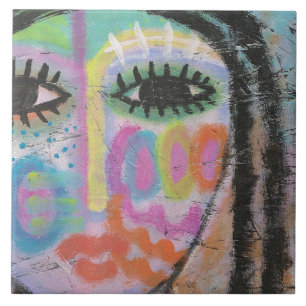 Farbiges Abstraktes Portrait auf der OSB-Platine Fliese