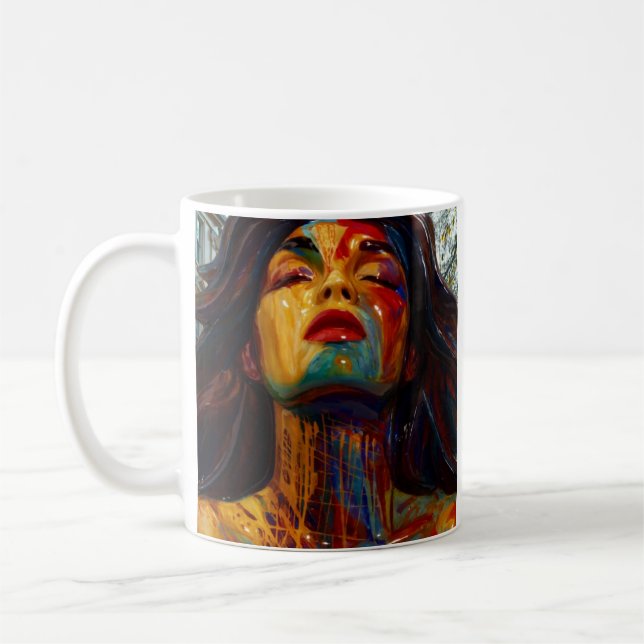 Farbiges Abstraktes Portrait Kaffeetasse (Links)