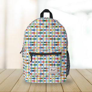 Farbiges Abstraktes Prüfmuster Monogramm Bedruckter Rucksack