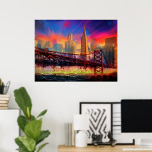 Farbiges Abstraktes San Francisco Skyline Poster