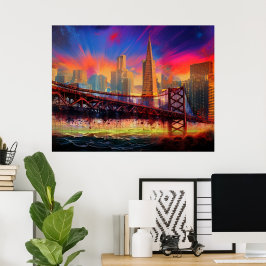 Farbiges Abstraktes San Francisco Skyline Poster