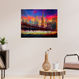 Farbiges Abstraktes San Francisco Skyline Poster