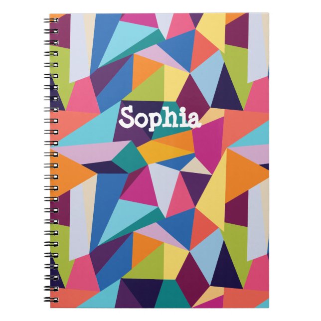 Farbiges Abstraktes SpiralNotebook mit Namen Notizblock (Vorderseite)