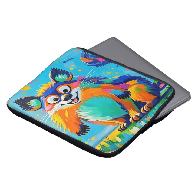 Farbiges abstraktes Tierkunstdesign Laptopschutzhülle (Vorne Oben)