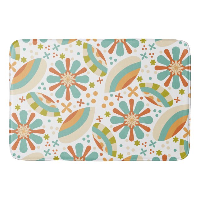 Farbiges abstraktes Vintages Design mit Blume Badematte (Vorderseite)