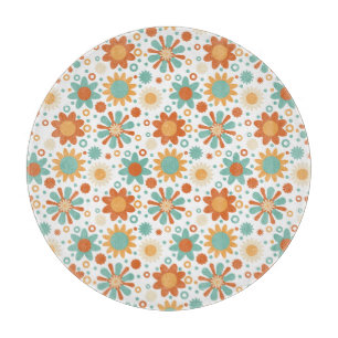 Farbiges abstraktes Vintages Design mit Blume Schneidebrett