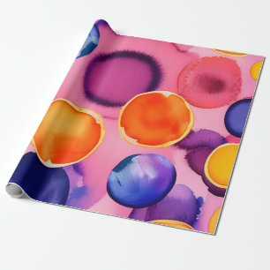 Farbiges Abstraktes Wasserfarben Gepunktetes Muste Geschenkpapier