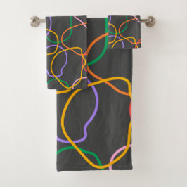 Farbiges Abstraktes Wavy Lines Muster Badhandtuch Set