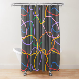 Farbiges Abstraktes Wavy Lines Muster Duschvorhang