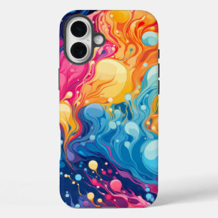 Farbiges Abstraktes Wellenmuster iPhone 16 Plus Hülle