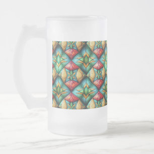 Farbiges afrikanisch Inspiriertes geometrisches Mo Mattglas Bierglas