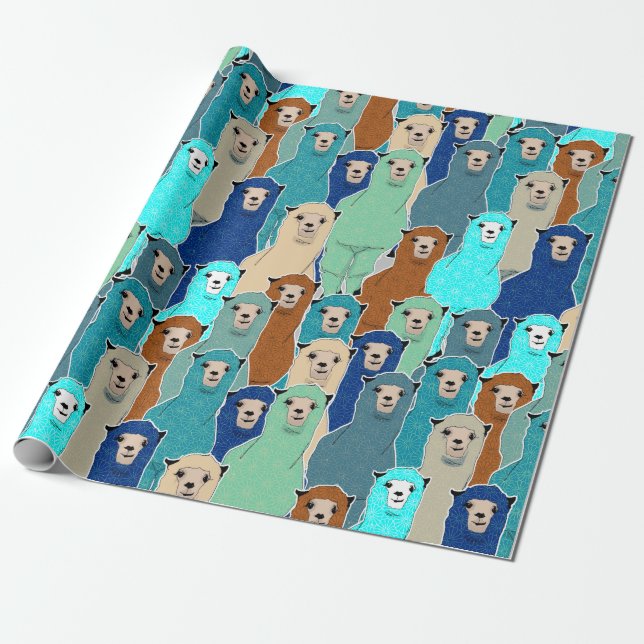 Farbiges Alpacas Wrapping Paper Geschenkpapier (Ungerollt)