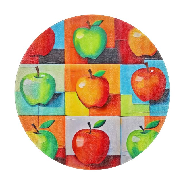 Farbiges Apple Grid Schneidebrett (Vorderseite)