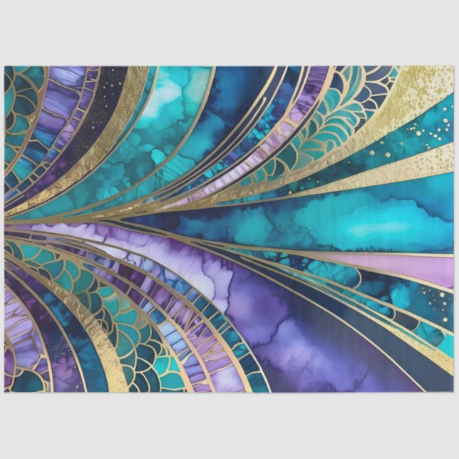 Farbiges Art Deco Tissue Paper Seidenpapier (Vorderseite)