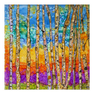 Farbiges Aspen Trees Poster - 20" x 20"