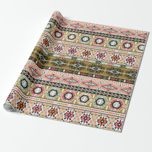Farbiges Aztekenmuster Boho Geometric Geschenkpapier
