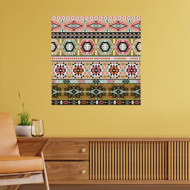 Farbiges Aztekenmuster Boho Geometric Poster (Von Creator hochgeladen)