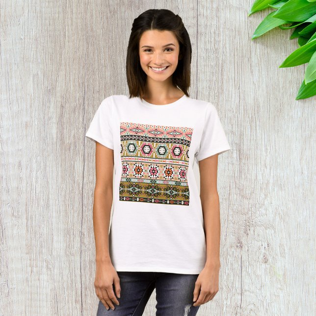 Farbiges Aztekenmuster Boho Geometric T-Shirt (Von Creator hochgeladen)