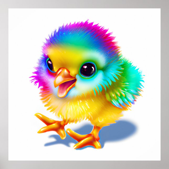 Farbiges Baby Chicken Poster (Vorne)