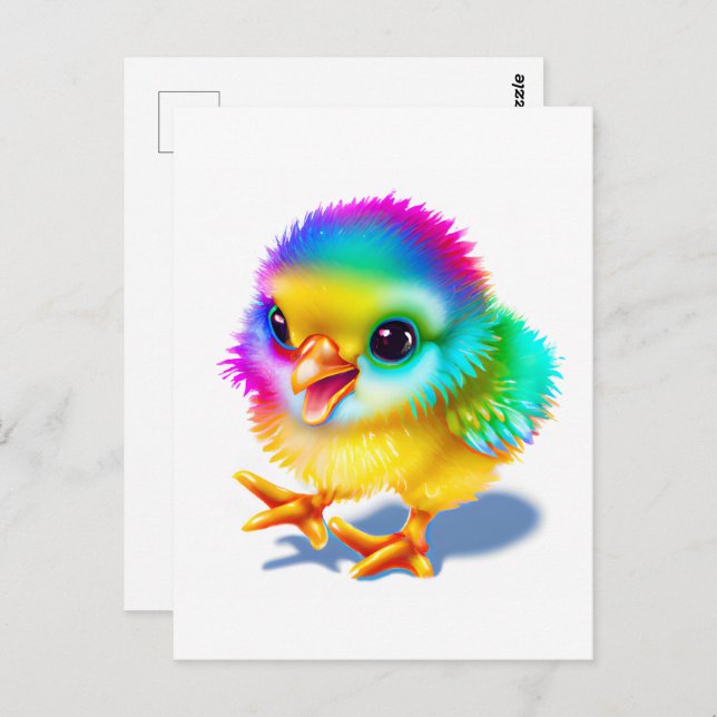 Farbiges Baby Chicken Postkarte (Vorne/Hinten)