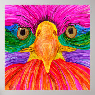Farbiges Bald-Adlerposter 24x24" Poster
