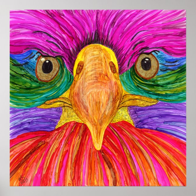 Farbiges Bald-Adlerposter 24x24" Poster (Vorne)