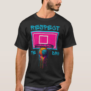Farbiges Basketball triefendes Farbspritzer-Korbne T-Shirt