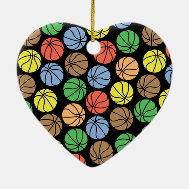 Farbiges Basketballmuster Keramik Ornament (Hinten)