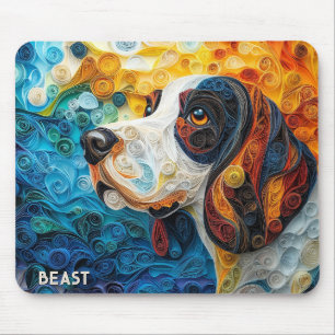 Farbiges Basset Hound Papierquillportrait Mousepad