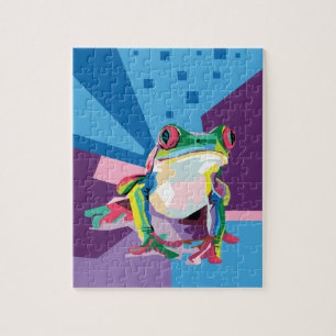 Farbiges Baum Frog Portrait Puzzle