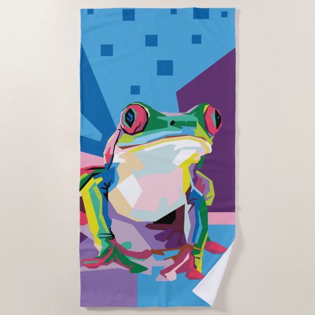 Farbiges Baum Frog Portrait Strandtuch (Vorderseite)