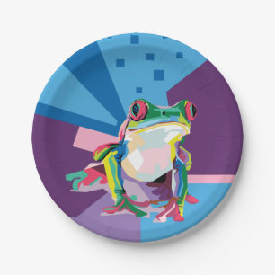 Farbiges Baumfrosch-Portrait Pappteller
