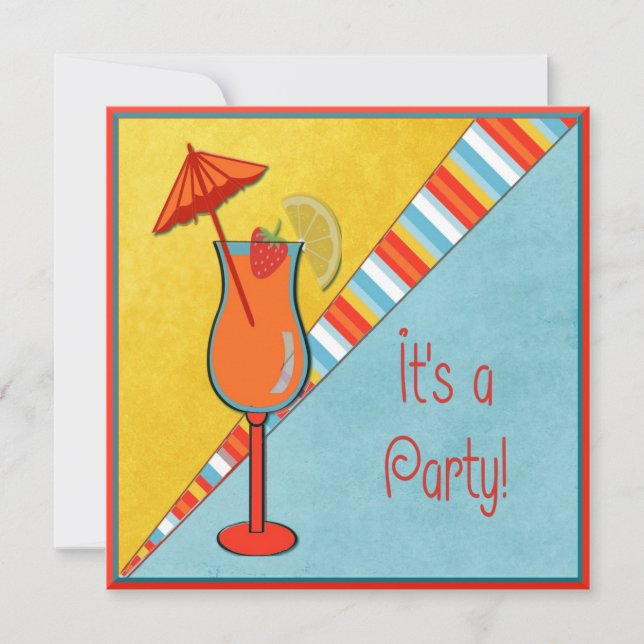 Farbiges Beachtime Besondere Anlass Party Einladung (Vorderseite)