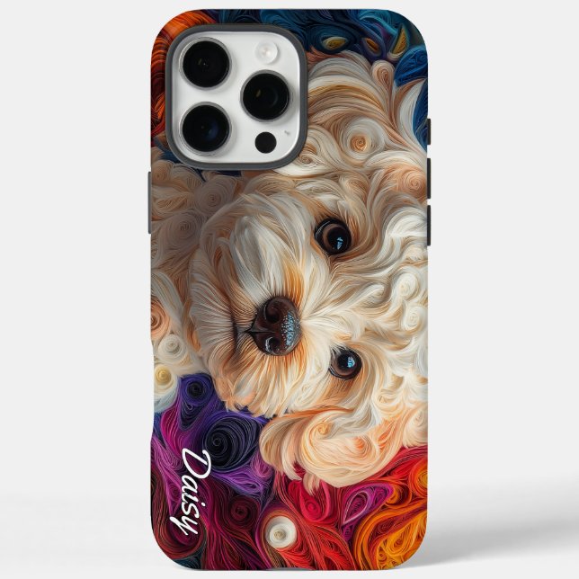 Farbiges Bichon Frise Portrait Case-Mate iPhone Hülle (Rückseite)