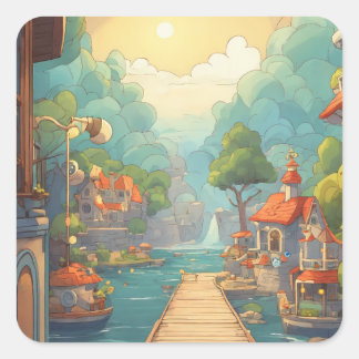 Farbiges Bild Quadratischer Aufkleber