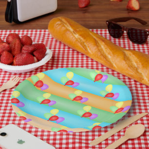 Farbiges Birthday Balloons-Muster Pappteller