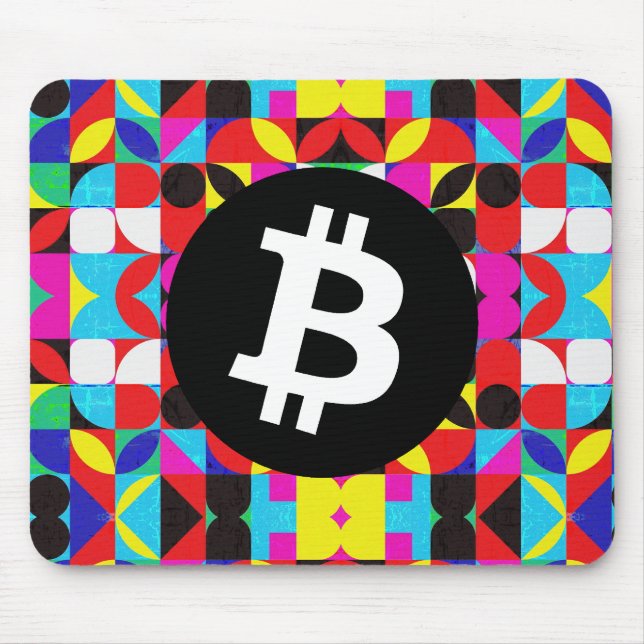 Farbiges Bitcoin-Muster Mousepad (Vorne)