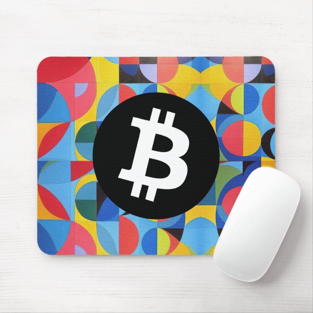 Farbiges Bitcoin-Muster Mousepad (Mit Mouse)