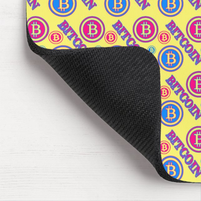Farbiges Bitcoin-Muster Mousepad (Ecke)