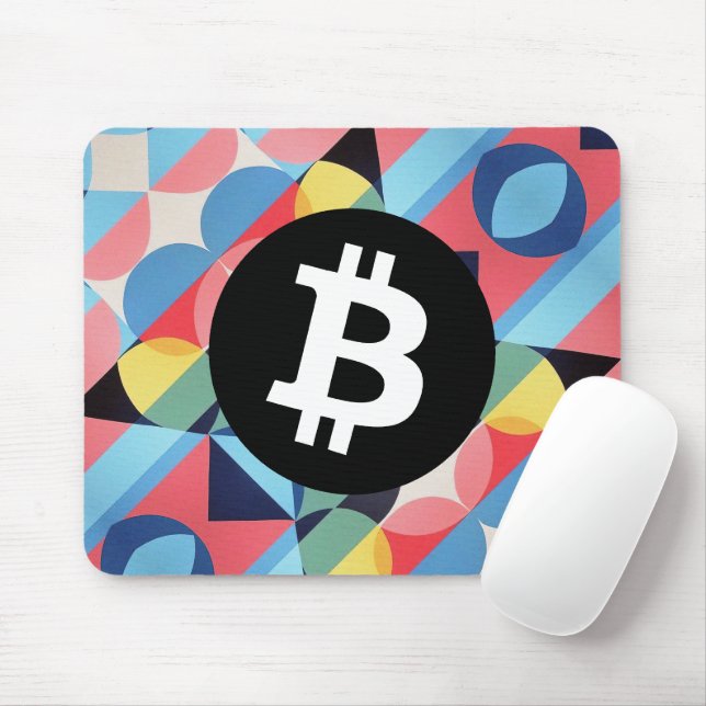 Farbiges Bitcoin-Muster Mousepad (Mit Mouse)