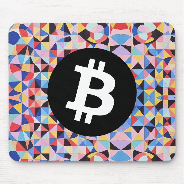 Farbiges Bitcoin-Muster Mousepad (Vorne)